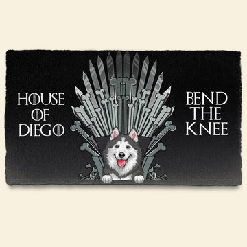 Dog Throne Bend The Knee - Personalized Doormat - Funny, Birthday Gift For Dog Lovers