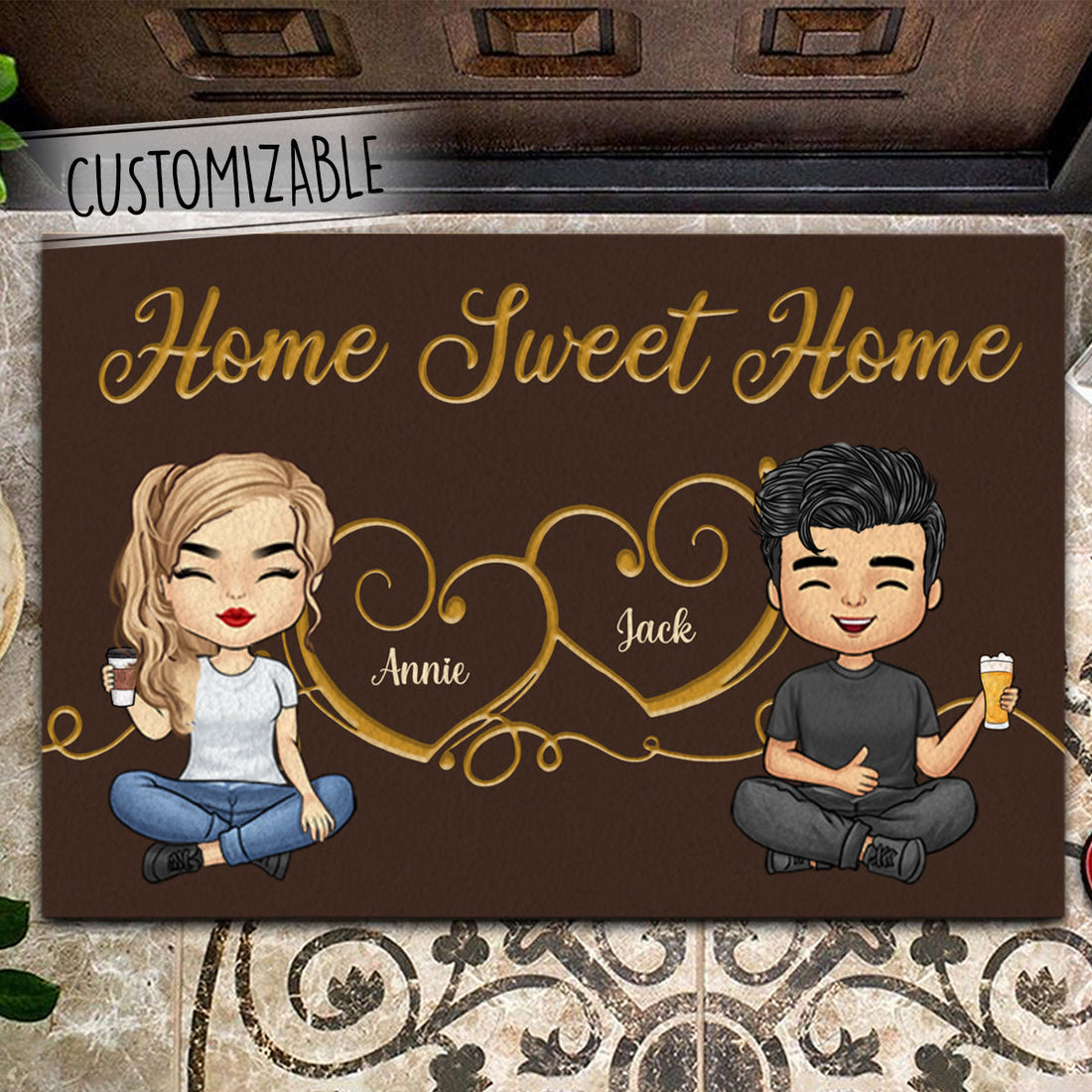 Home Sweet Home - Personalized Doormat - Gift For Couple