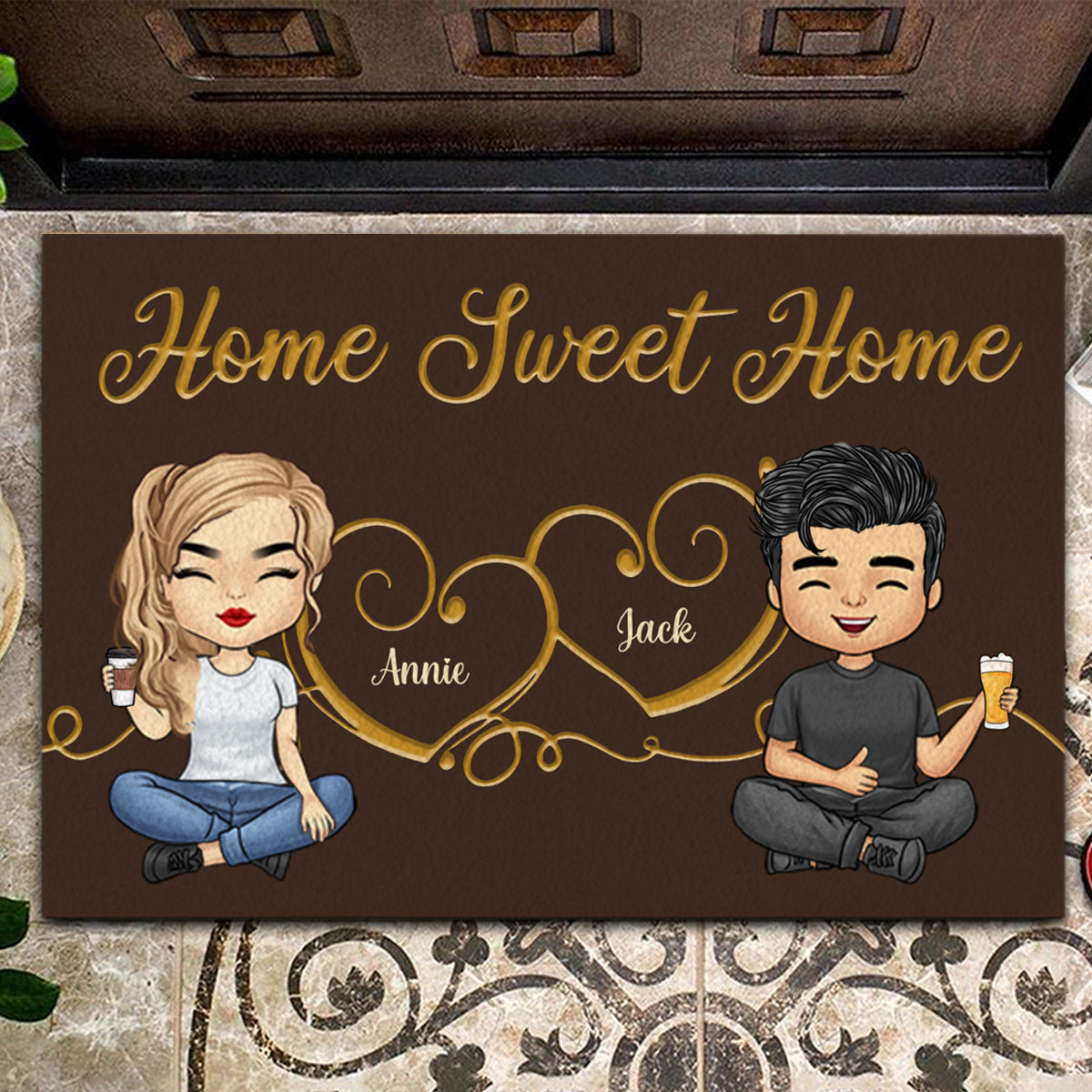 Home Sweet Home - Personalized Doormat - Gift For Couple