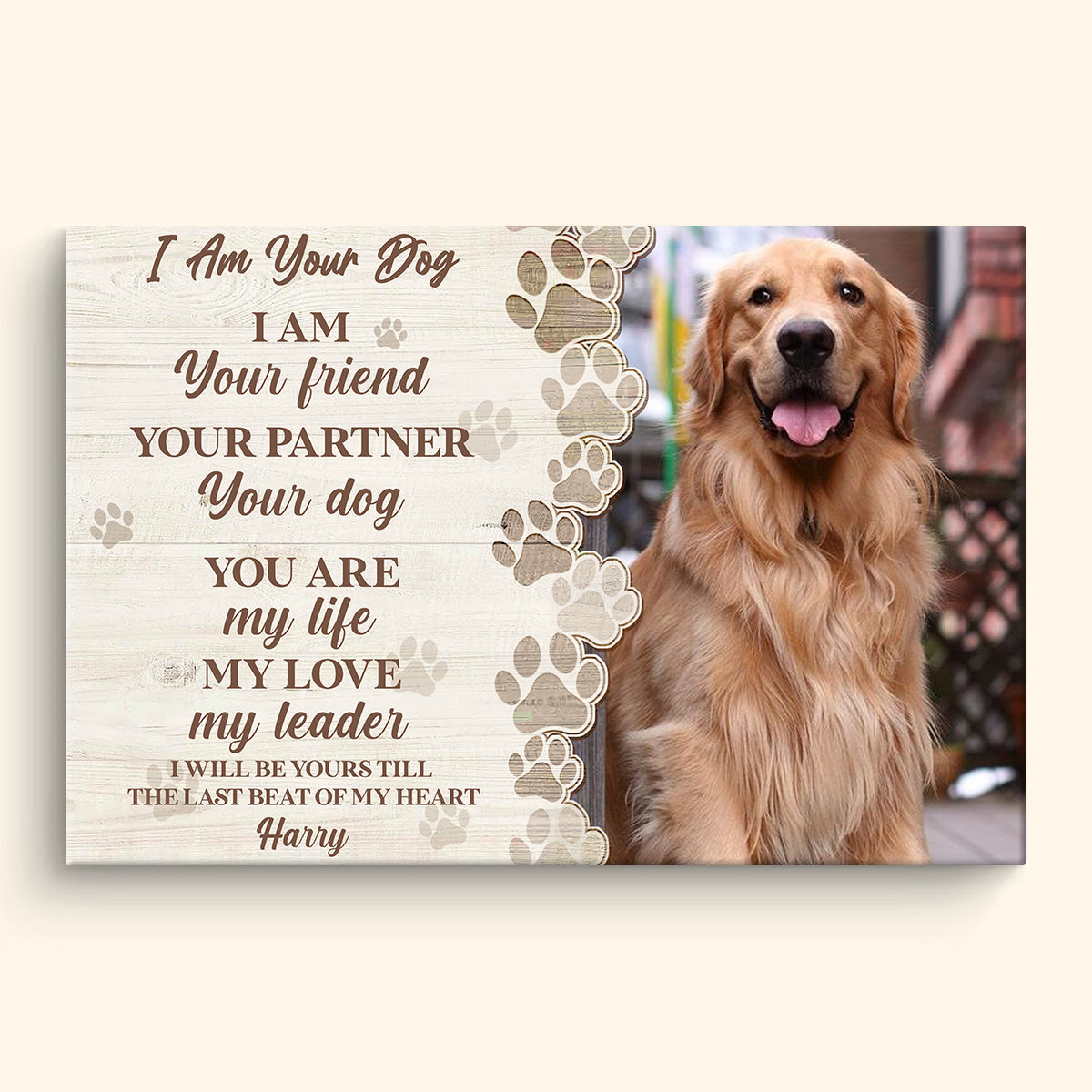 I am Your Dog Your Friend Your Partner Personalized Dog Photo Canvas