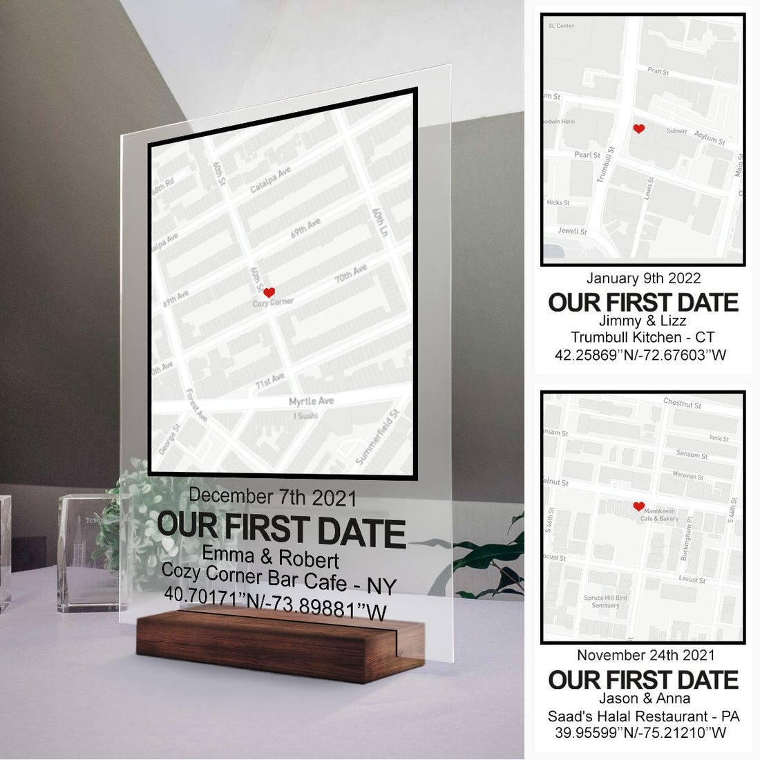 Our First Date Acrylic Plaque Personalized