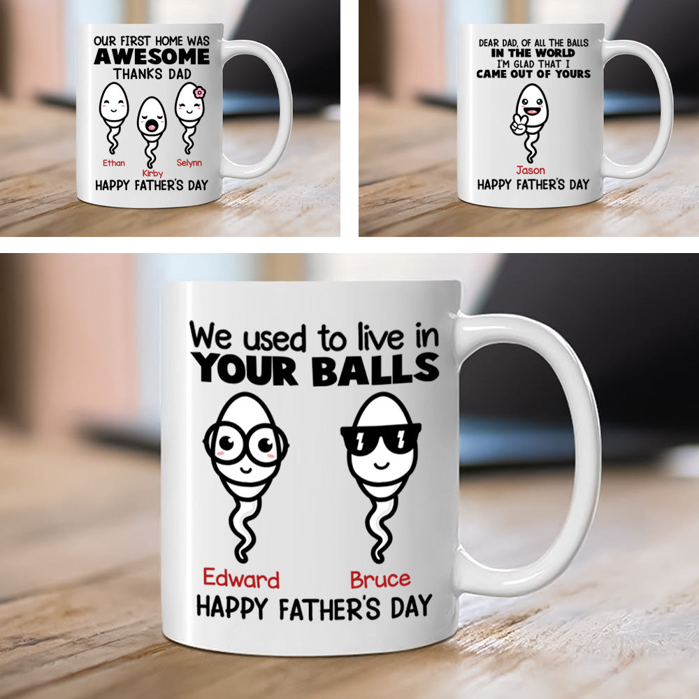 We Used To Live In Your Balls Personalized Mug Gift For Dad