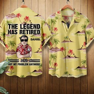 The Legend Has Retired - Custom AOP Hawaiian Shirt - Gift for Father