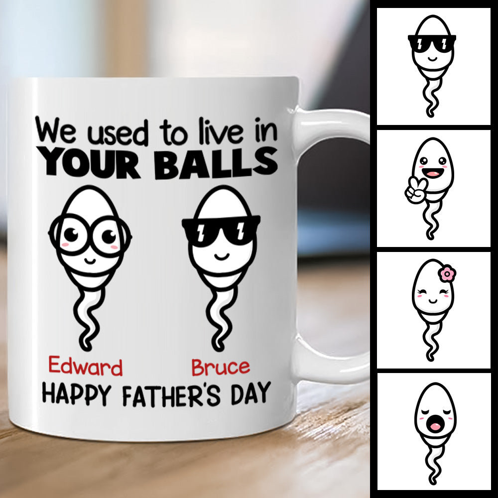 We Used To Live In Your Balls Personalized Mug Gift For Dad