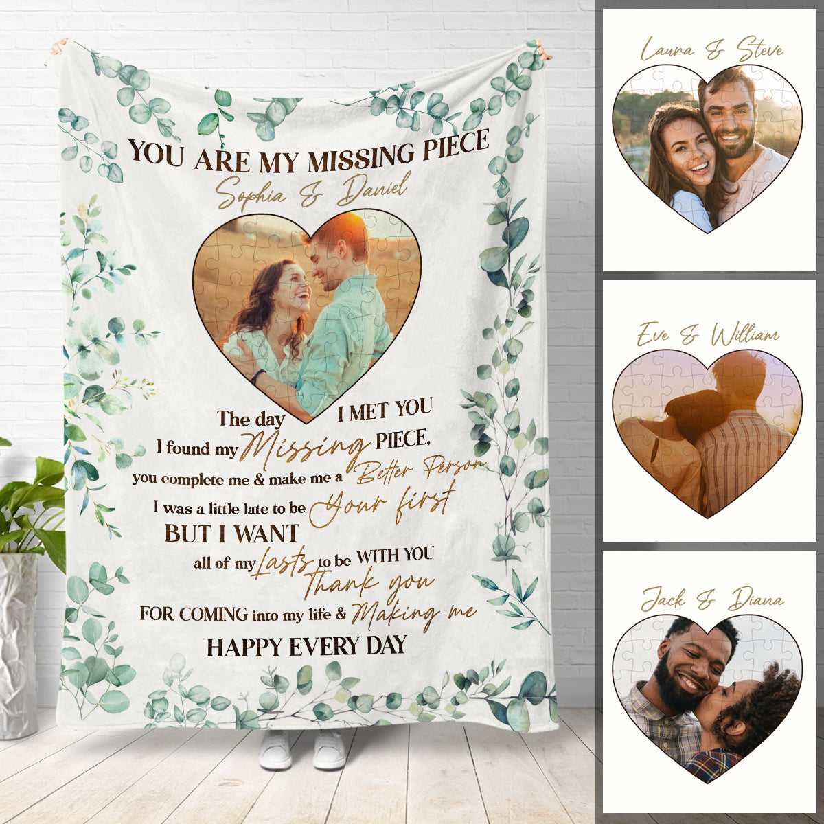 You Are My Missing Piece Couple Custom Photo Personalized Blanket Gift For Couple