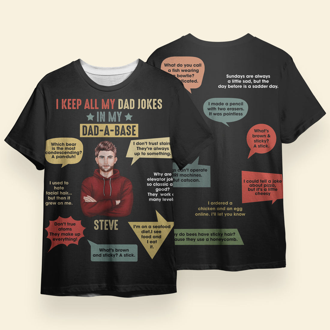 I Keep All My Dad Jokes - Personalized All Over Printed Apparel - Funny Gift For Dad, Father, Father's Day