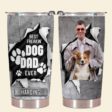 Best Freakin' Dog Dad Ever - Personalized Custom Dog Photo Tumbler