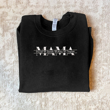 Custom Mama Sweatshirt with Kid Name Personalized Embroidered Shirt Gift For Mother, Mother's Day Gift