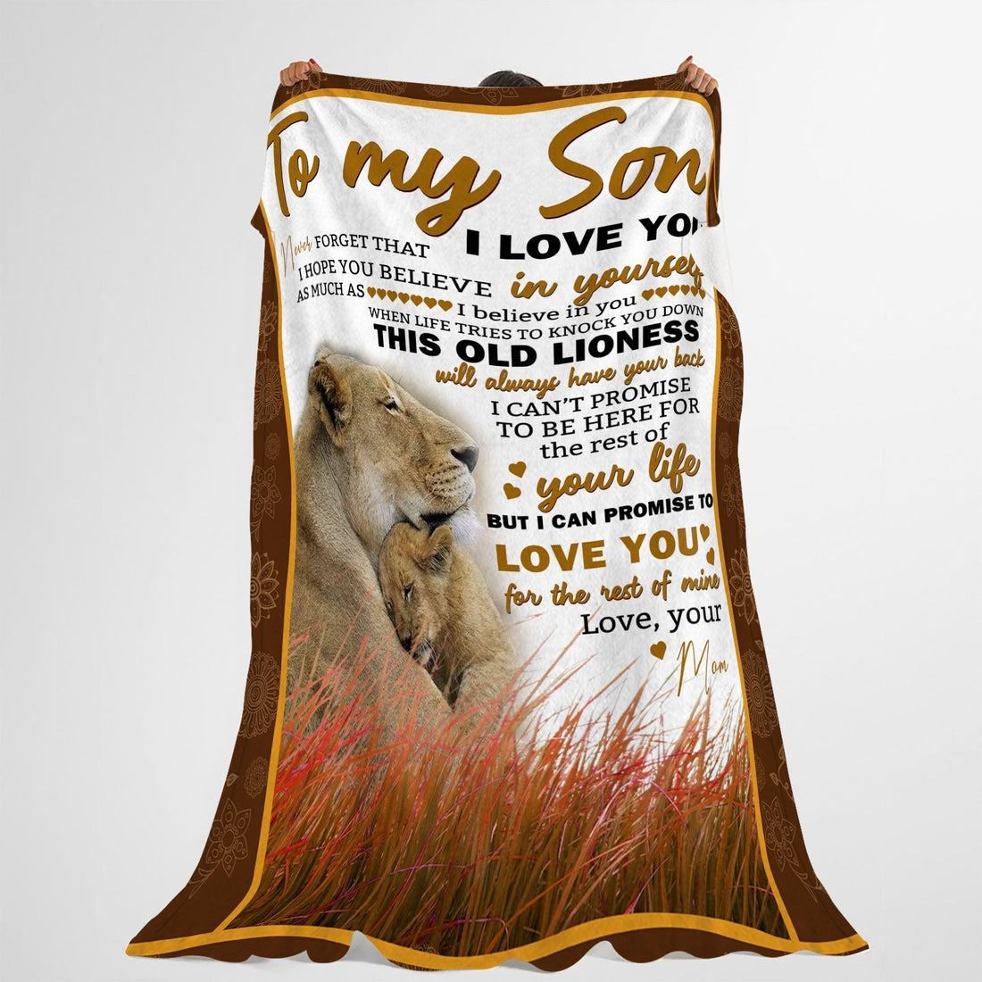 Letter Lion Mom To Son - Personalized Blanket - Gift for Son