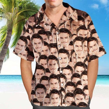 Custom Face Shirt Men's Hawaiian Shirt Face Mash, Gift For Father, Husband, Boyfriend