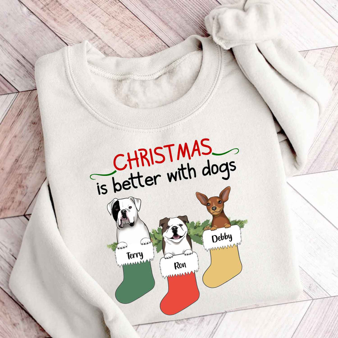 Christmas Is Better With Dogs Personalized Sweatshirt Christmas Gift For Dog Lovers Winter Season Gift Cute Gift For Dog Mom Dog Dad