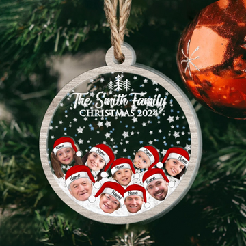 Christmas Family Custom Face - Personalized 4D Shaker Ornament - Christmas Gift For Family