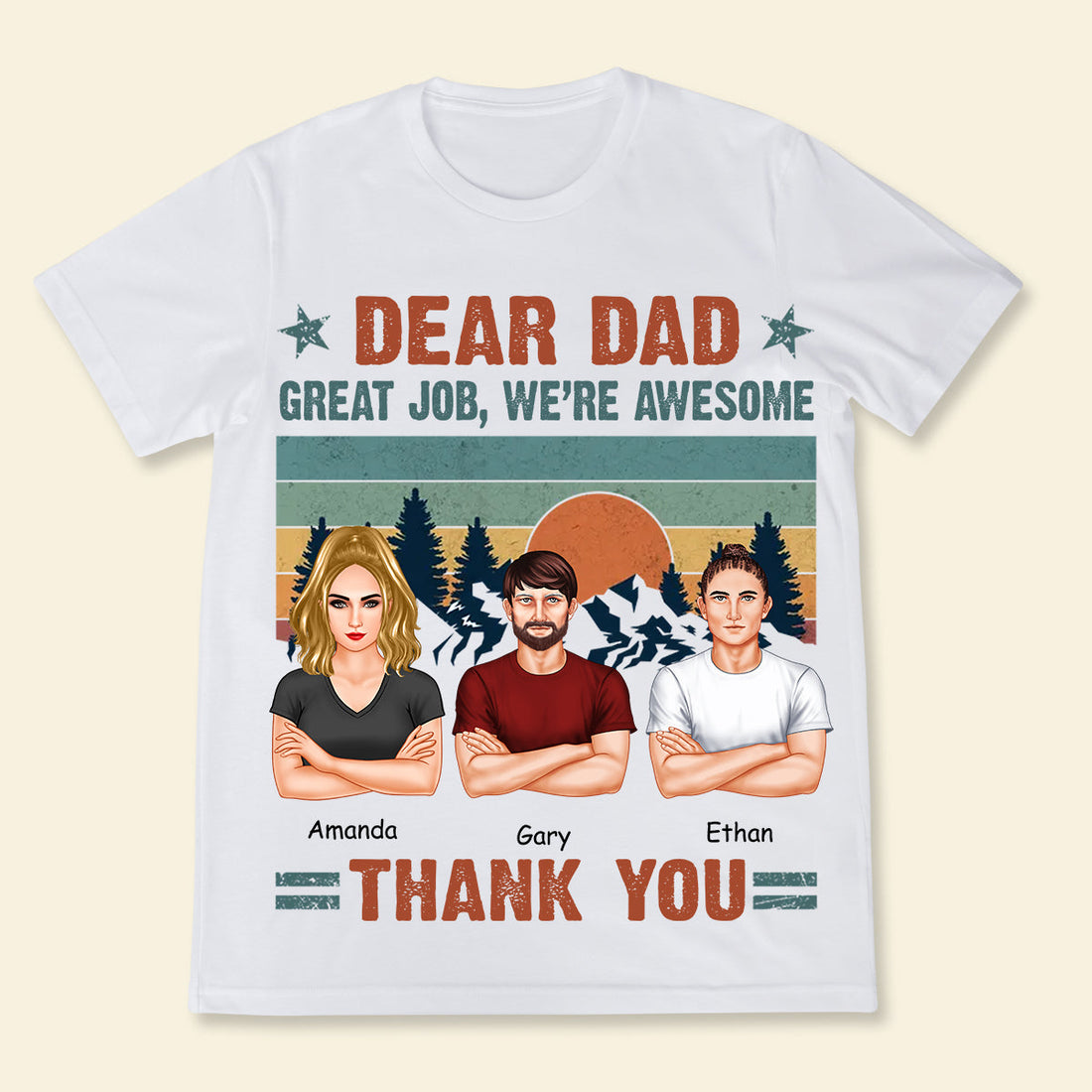 Dear Dad Great Job Retro Vintage - Personalized Apparel - Gift For Father, Dad, Daddy, Father's Day