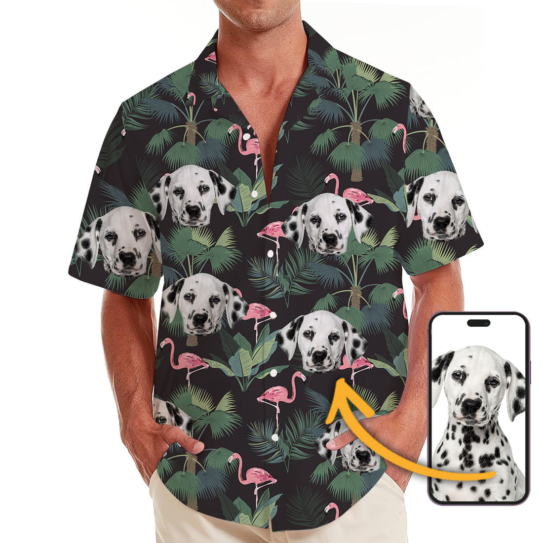 Flamingo Pal Shirt - Personalized Custom Dog Photo Hawaiian Shirt