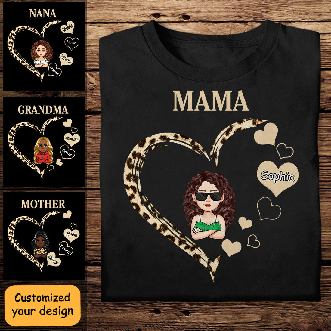 Grandma Mom Heart - Personalized Apparel - Gift For Mom, Grandma, Mommy, Mother's Day