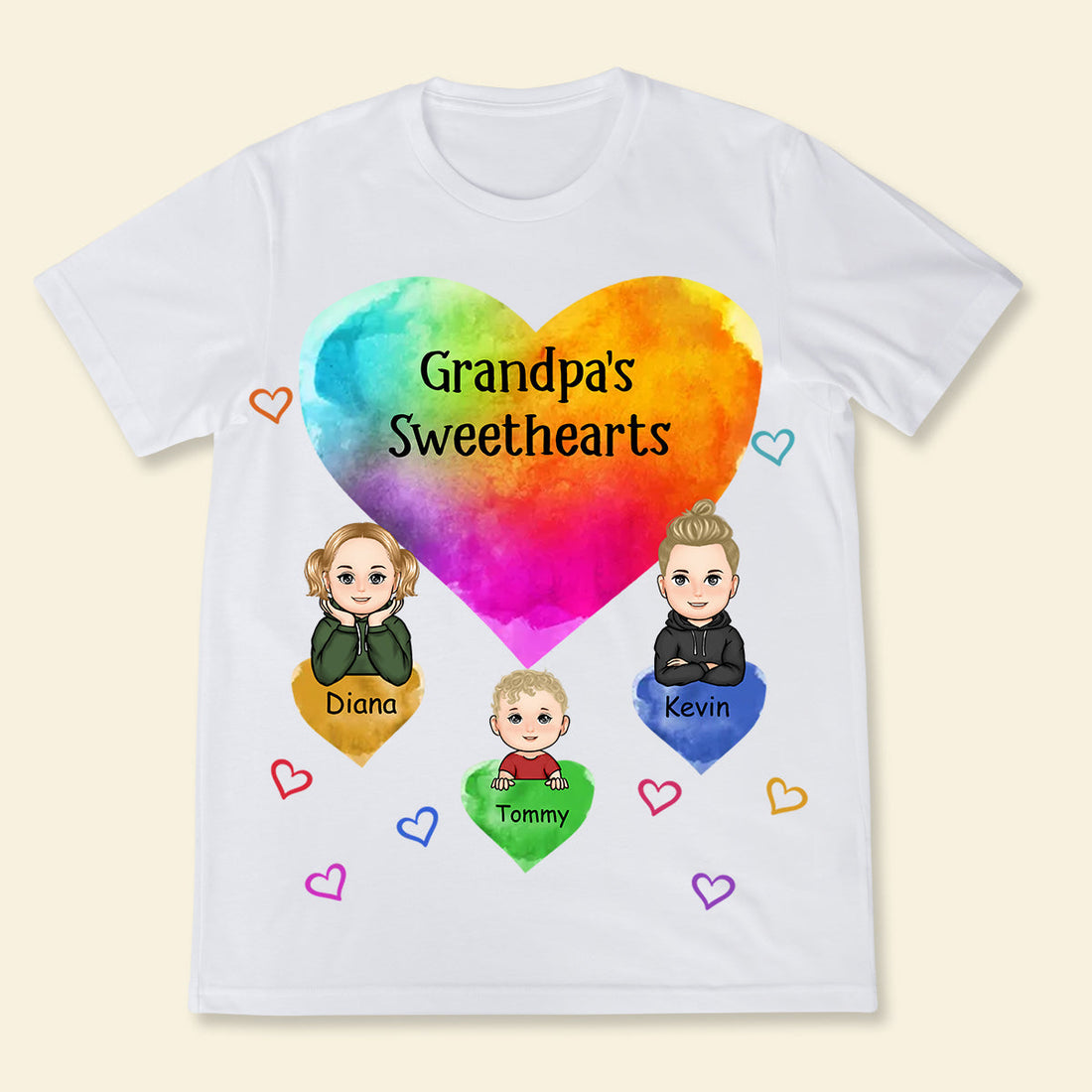 Grandpa Sweethearts Grandkids & Baby - Personalized Apparel - Loving Gift For Grandpa, Papa, Father's Day