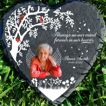 Custom Engraved Memorial Stones - Always On My Mind Forever In My Heart - In Memory Stone For Garden - In Memoriam Garden Plaques