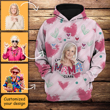 Hoodie 3D All Over Print Personalized With Image - One Loved Mama - Personalized First Mother's Day Gifts