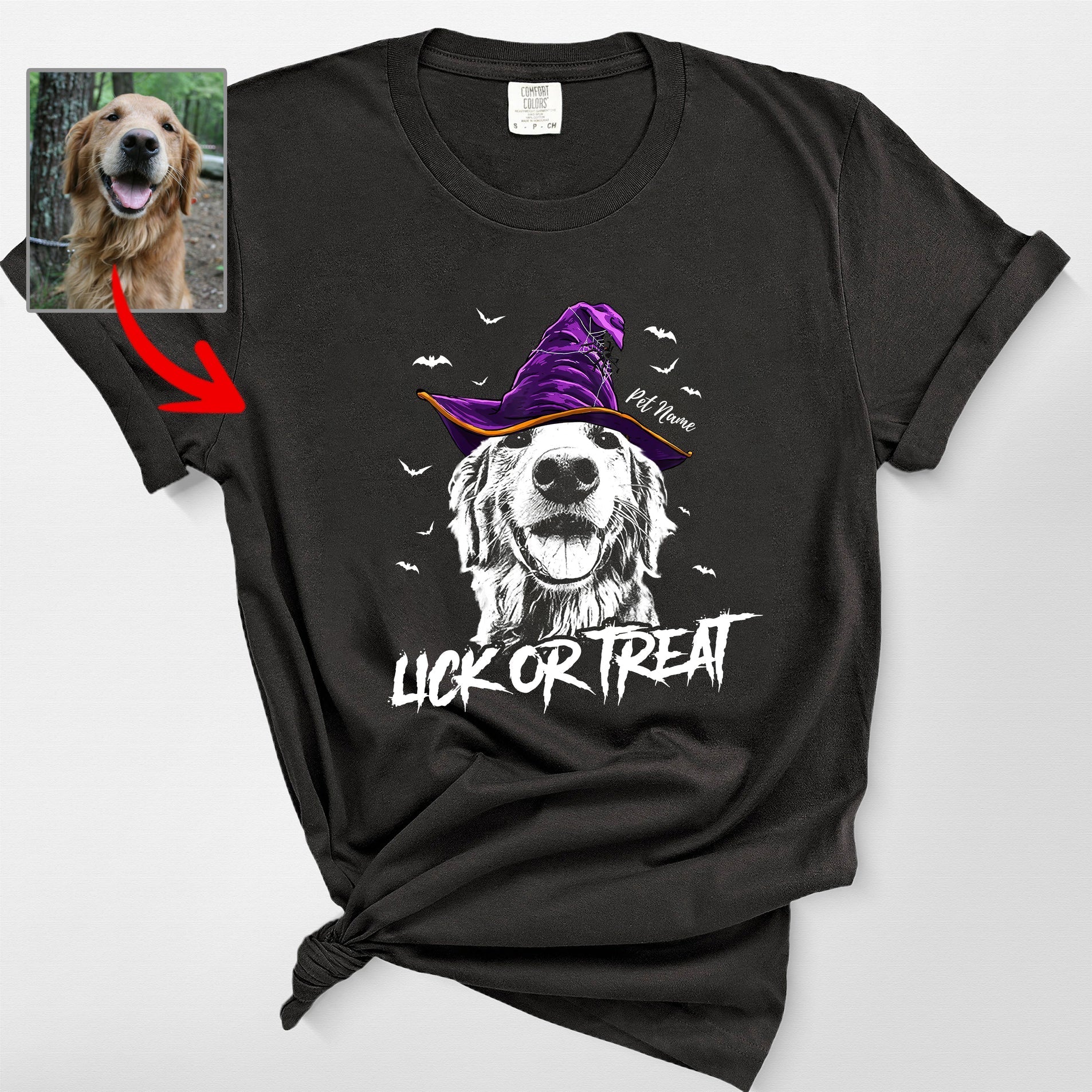 Fall-O-Ween Customized Dog Portrait Halloween T-Shirt Fall Season Dog Lovers Gift