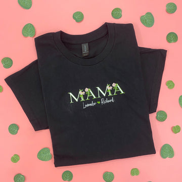 Mama Embroidered Fall Floral - Personalized Embroidered Apparel - Gift For Mother, Grandma, Sister