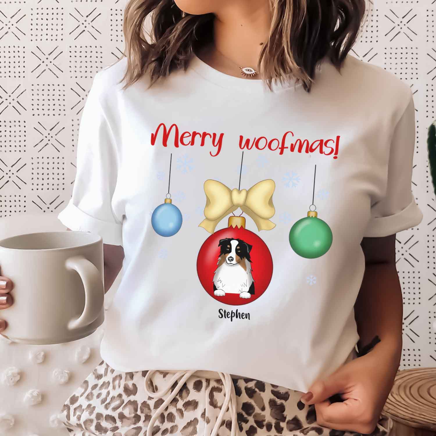 Merry woofmas Personalized T Shirt Custom Dog Breed Christmas Gift For Dog Lovers Merry Christmas Shirt, Christmas Dog Paw T-Shirt, Winter Season Tee, Xmas Gifts for Dog Owner, Christmas Vibes, Christ