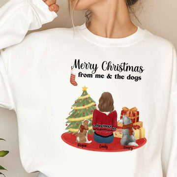 Merry christmas from me & the dogs Personalized Sweatshirt Christmas Gift For Dog Lovers Gift For Dog Mom Dog Dad Winter Season Gift