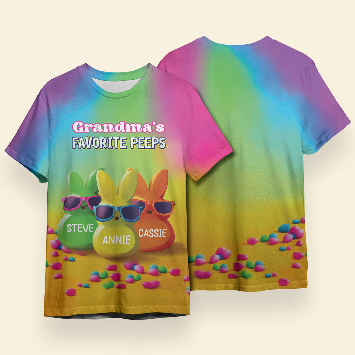 Grandma's Favorite Peeps Rainbow - Personalized Shirt - Gift For Grandma, Mother's Day Gift