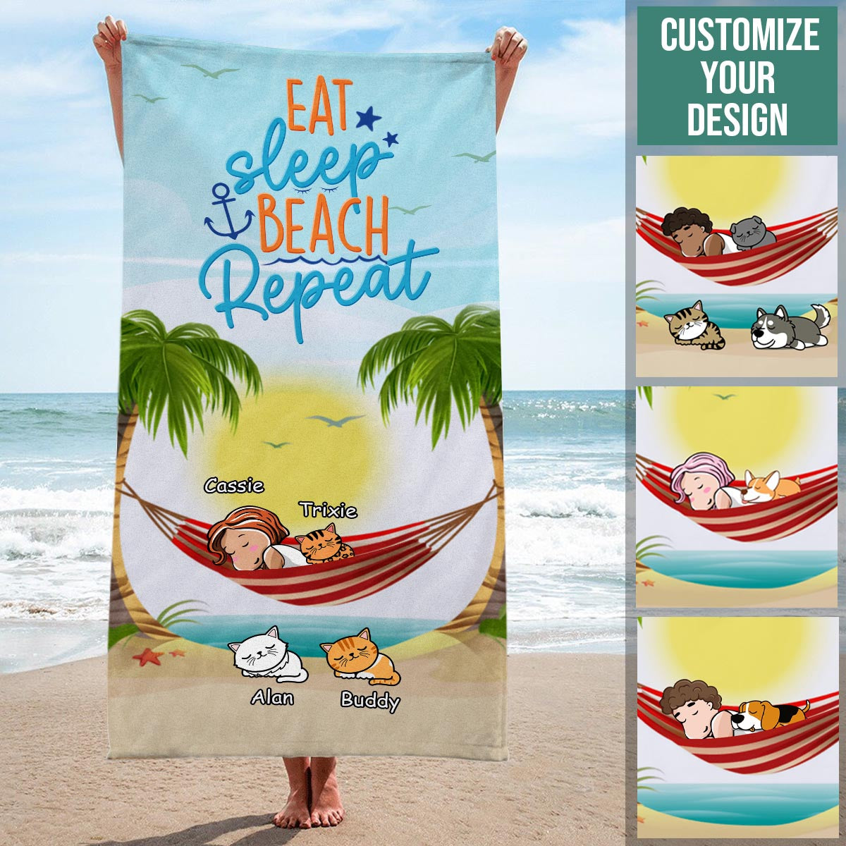 Vacation Mode Activated- Personalized Beach Towel- Lovely Summer Gift For Pet Lovers