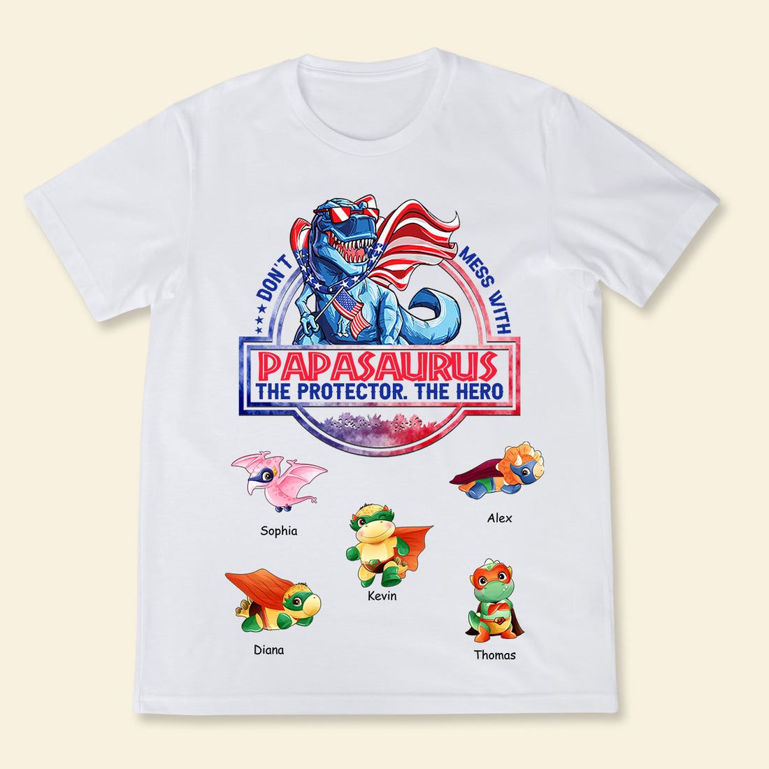 Papasaurus The Protector The Hero - Personalized Apparel - Gift For Father, Grandpa