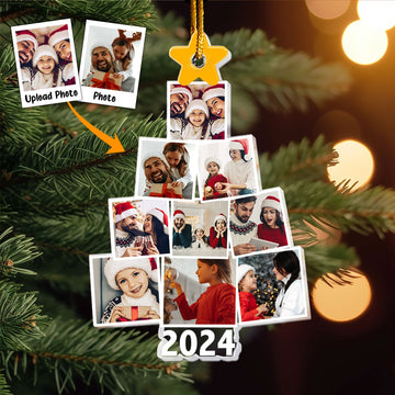 Photo Family Tree Christmas Custom Photo - Personalized Family Photo Shape Ornament