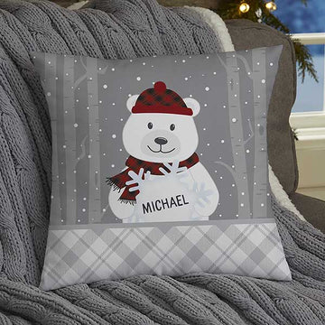 Polar Bear Christmas Baby - Personalized Pillow - Christmas Gift For Family