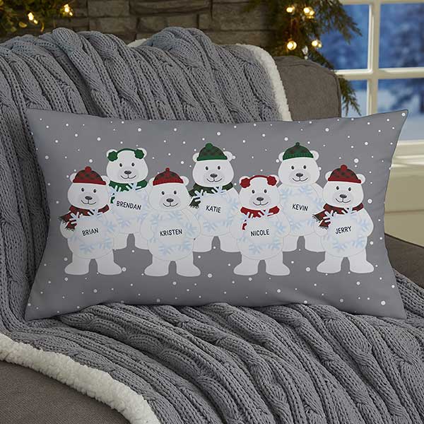 Polar Bear Family - Personalized Pillow - Christmas Gift For Family