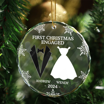 First Christmas As Married Couples - Personalized Heart Shaped Glass Ornament