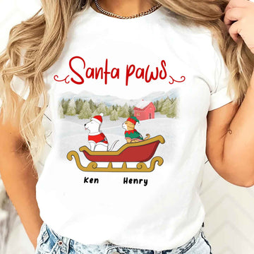 Santa Paw Custom Dog Cat Breed Christmas Personalized Shirt,Pet Lover Christmas Gift, Santa Paws, Christmas Pajamas, Funny Dog Shirt, Dog Lover Gifts