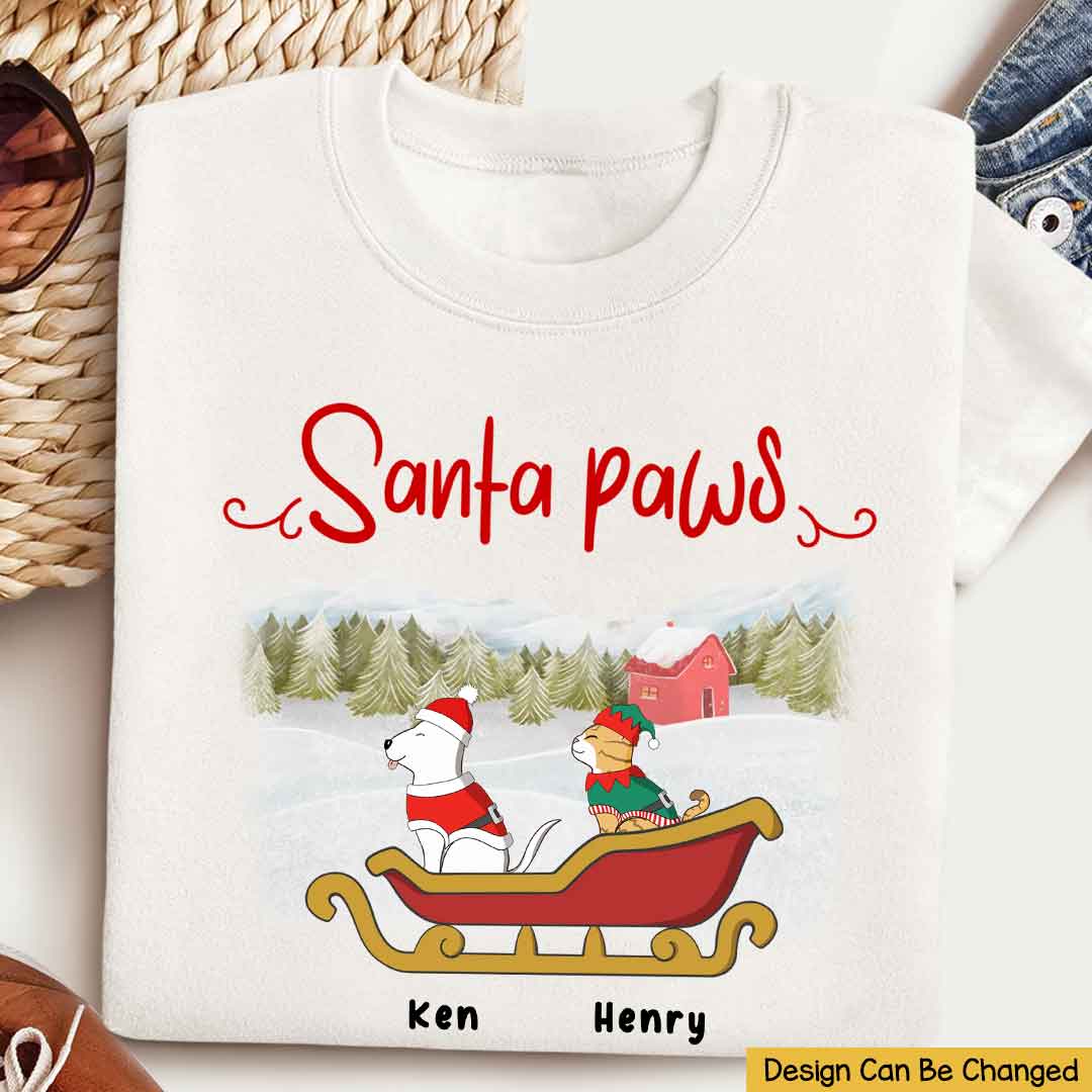 Santa Paw Custom Dog Cat Breed Christmas Personalized Shirt,Pet Lover Christmas Gift, Santa Paws, Christmas Pajamas, Funny Dog Shirt, Dog Lover Gifts