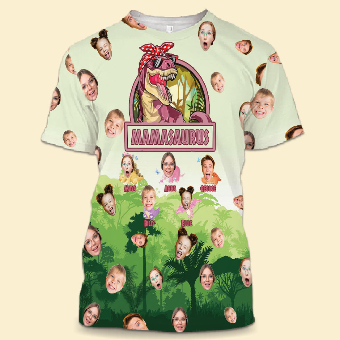 Personalized Photo 3D All Over Print Shirt - Mamasaurus - Personalized First Mother's Day Gifts