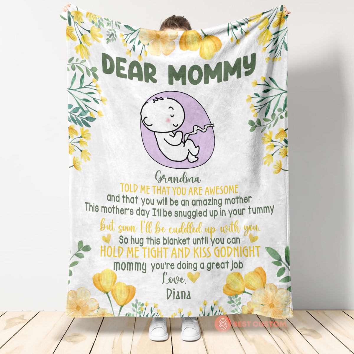 Soon I ll Be Cuddled Up With You - Personalized Blanket - Gift For Expecting Mom, Soon To Be Mom, Mother's Day