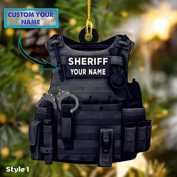 Personalized Police Bulletproof Vest Ornament Gift For Police, Police Uniform Flat Ornament, Police Job, Father's Day, Birthday Gift