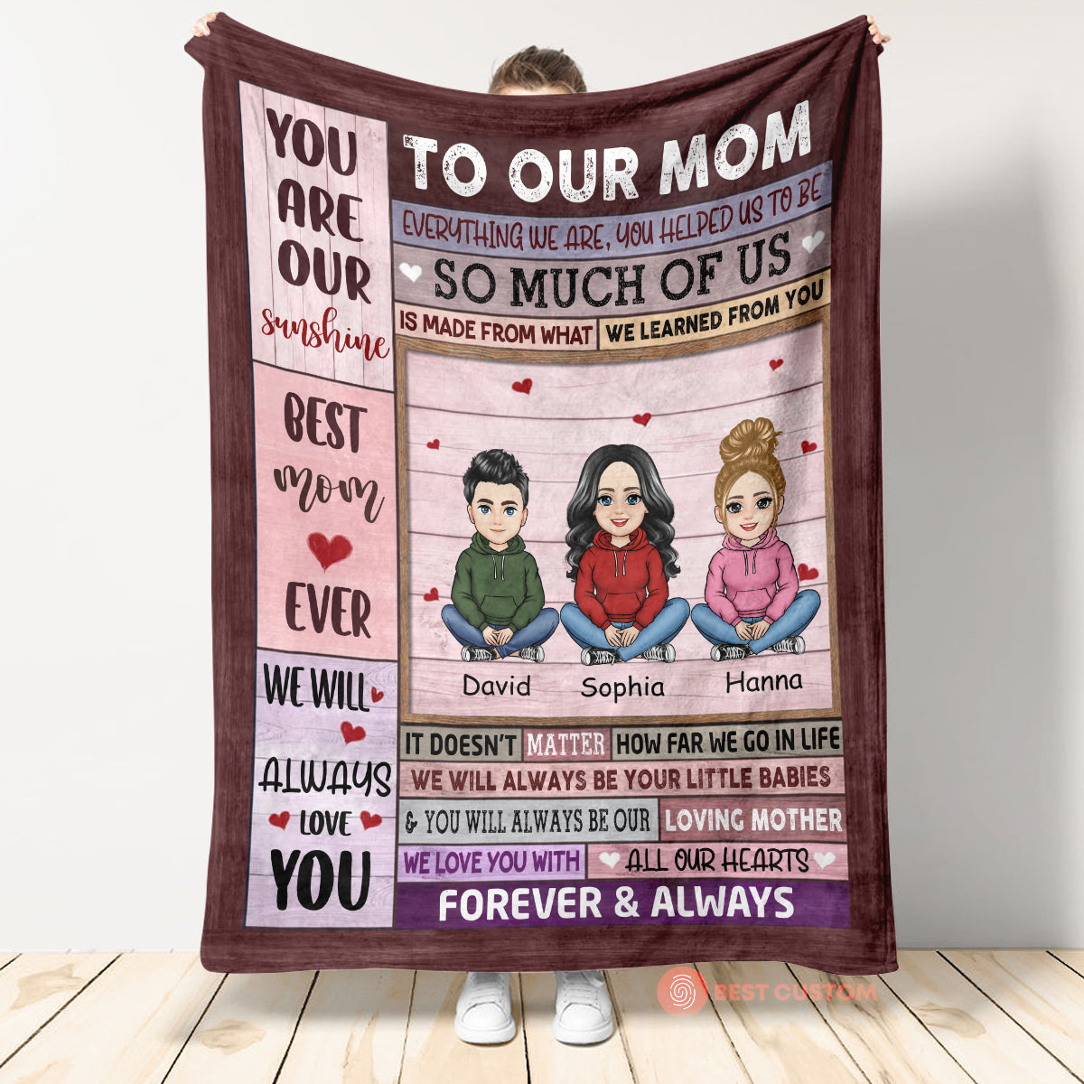 To My Mom Pink Pretty Mother & Daughter - Personalize Blanket - Mother's Day, Gift For Mother