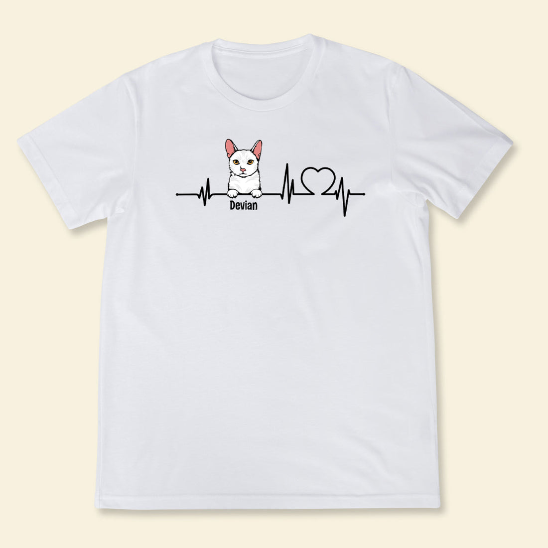 Cat Heartbeat - Personalized Apparel - Gift For Cat Lovers