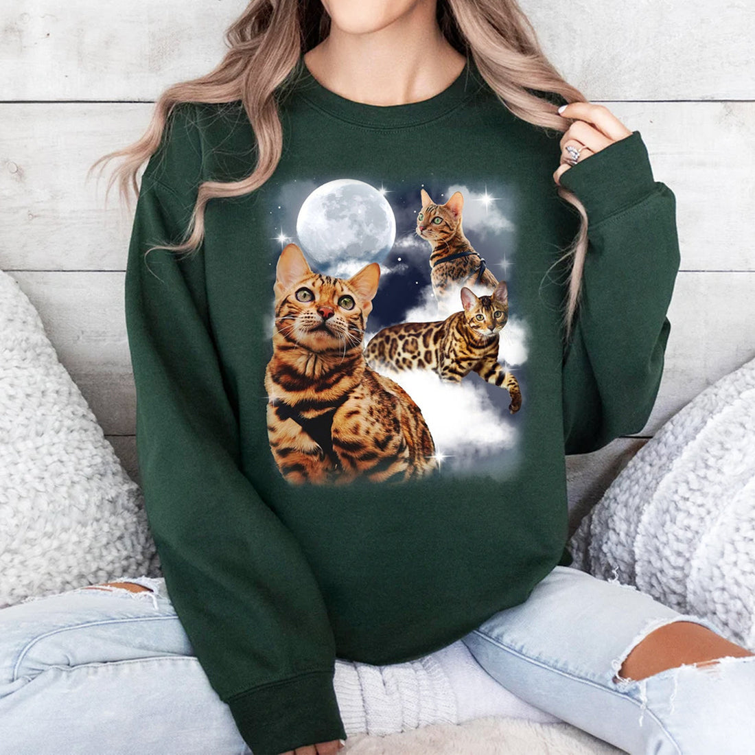 Cat With Moon Custom Your Own Photo Apparel