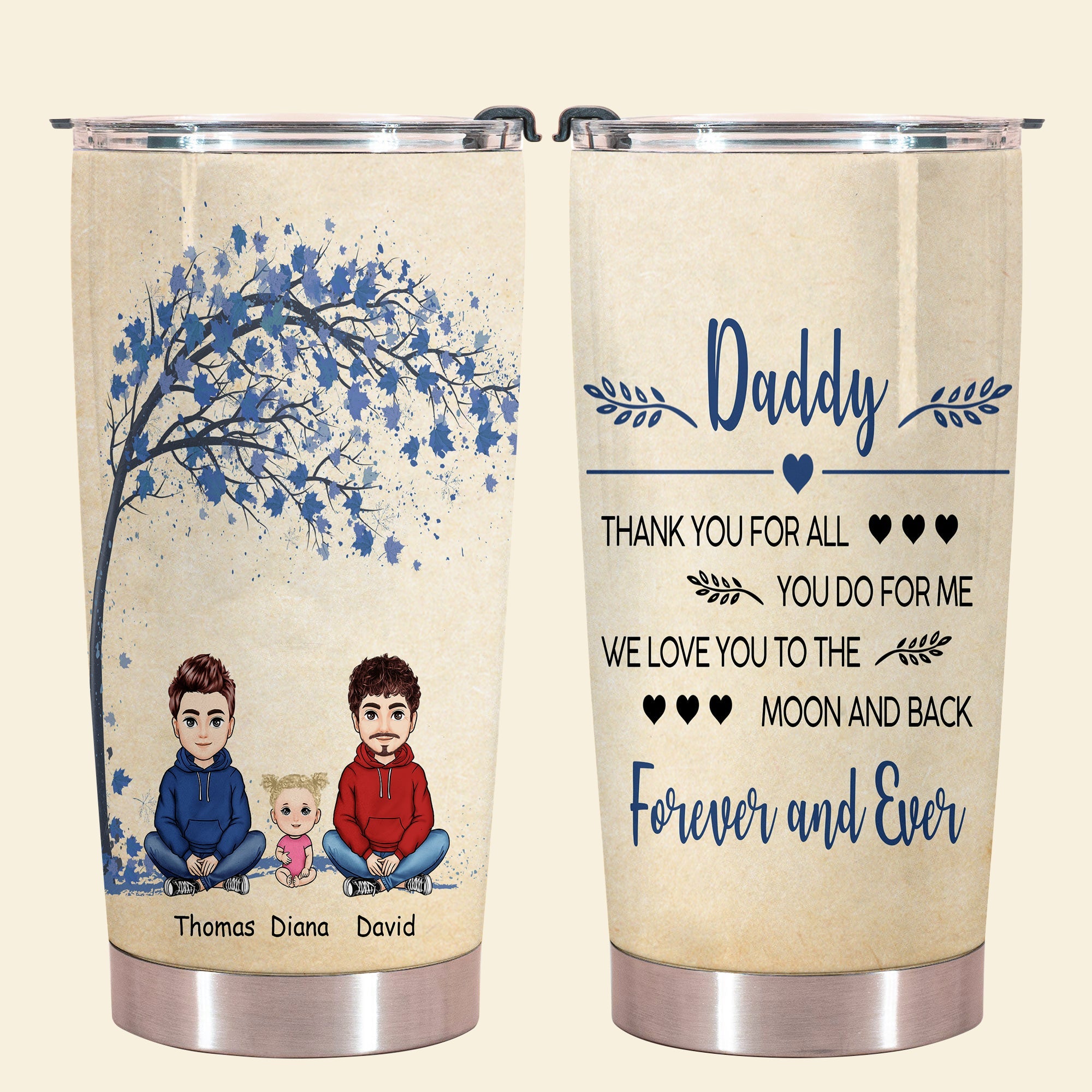 We Love You To The Moon And Back - Personalized Tumbler - Gift For Father, Father's Day