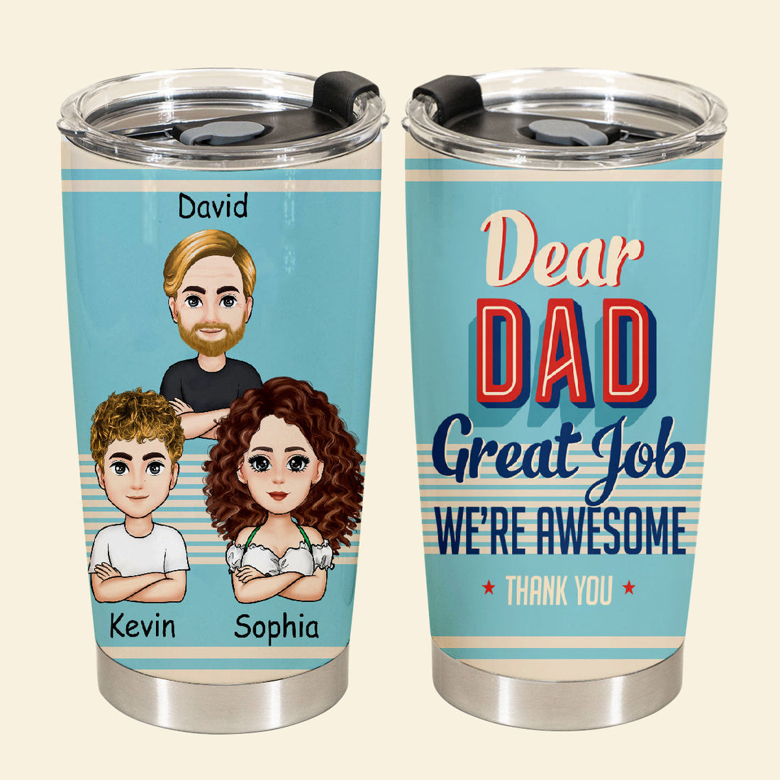 We're Awesome Thank You Retro - Personalized Tumbler - Gift For Father, Grandpa, Father's Day Gift