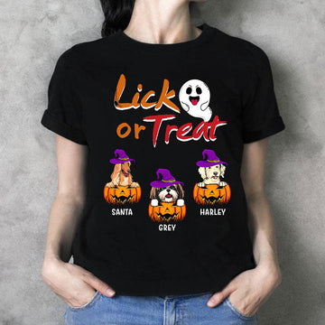 Lick or Treat, Funny Dark Custom Halloween T Shirt, Personalized Gifts for Dog Lovers