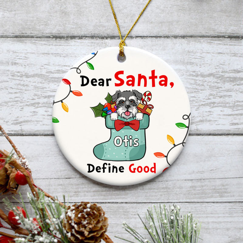 Define Good, Personalized Christmas Ornaments, Custom Gift for Dog Lovers