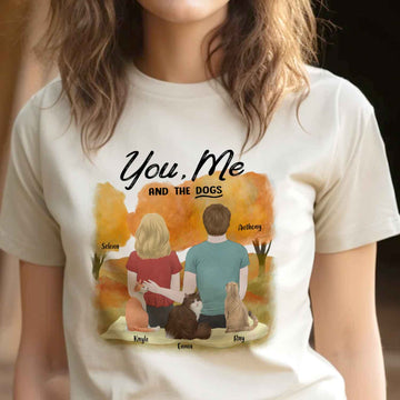 You Me And The Cats - Personalized Fall Couple T-shirt Perfect Gift For Cat Lovers Fall Season Outfit Cat Mom Cat Dad Gift