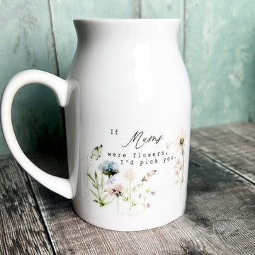 Personalised If were flowers I d we d pick you Mum Nanna Grandma Home Wildflower Lavender Floral Ceramic Small Vase Jug Mug Birthday gift