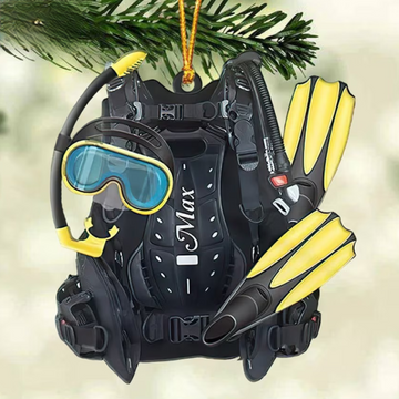 Personalized Scuba Diving Christmas Ornament, Scuba Diving Gear Acrylic Ornament, Gift for Diver, Christmas Tree Hanging Keepsake Ornament