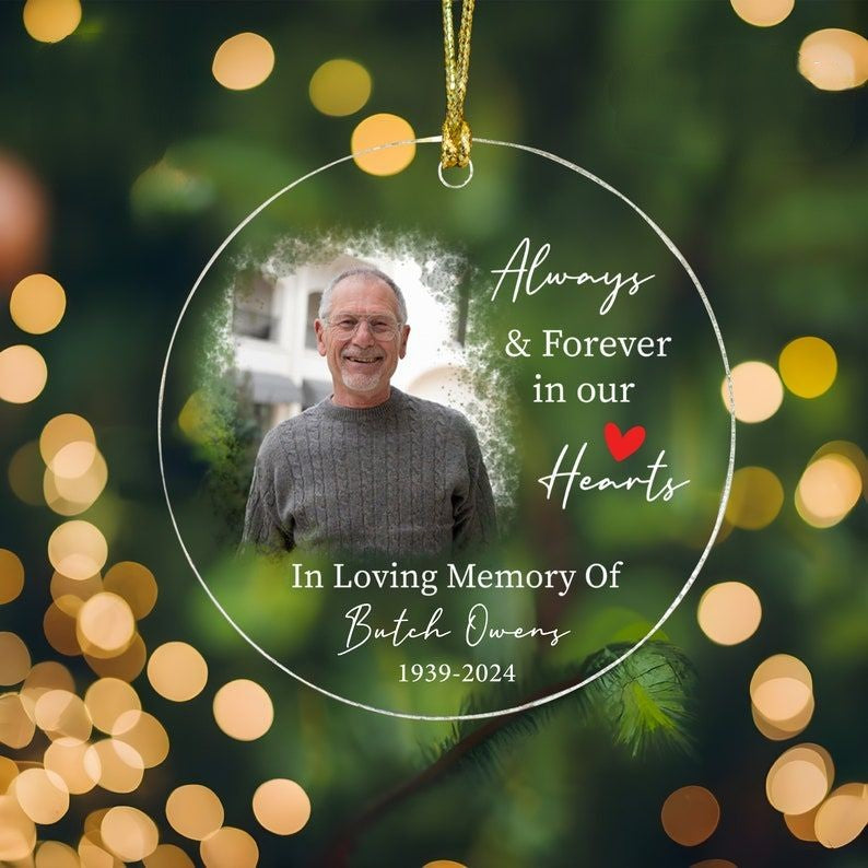 Custom Photo Memorial Ornament, Dad Remembrance Ornament, Memorial Day Acrylic Ornament, Dad Loss Ornament, Funeral Ornaments