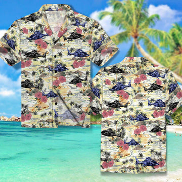 Helicopter On Hawaii Beach All Over Print Hawaiian Shirt